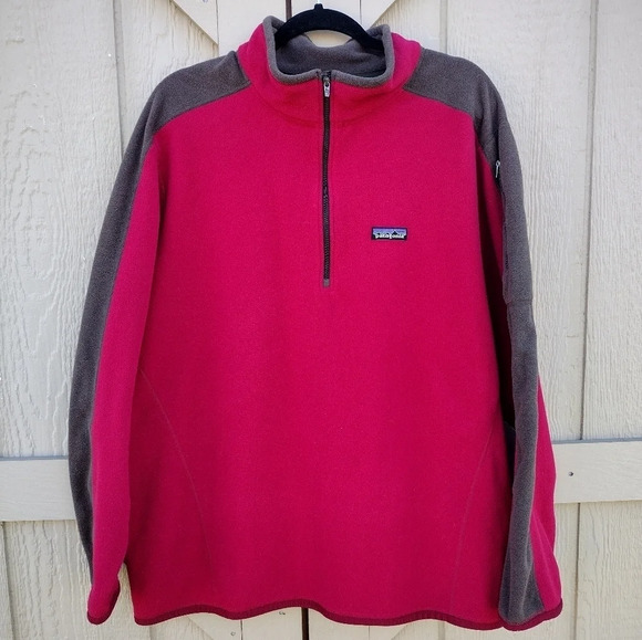 Patagonia Men's XXL 1/4 Zip Red Brown Fleece Avareto Jacket - Picture 1 of 8